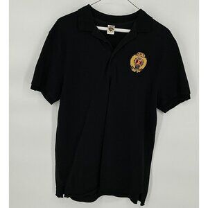 Ed Hardy Hollywood Black Polo Shirt L Distressed‎ Design Embroidered Logo